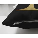 Siyah Zemin Beyaz Gül Motifli Gold X Harfi Özel Tasarım Modern Suet Yastık Kırlent Kılıfı Realhomes