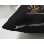 Siyah Zemin Beyaz Gül Motifli Gold Z Harfi Özel Tasarım Modern Suet Yastık Kırlent Kılıfı Realhomes