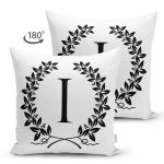 - Suet-K9729-Gorsel2 - Realhomes Siyah Beyaz Çelenkli I Harfi Özel Tasarım Modern Suet Yastık Kırlent Kılıfı Realhomes