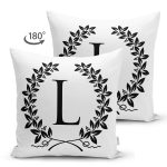 - Suet-K9732-Gorsel2 - Realhomes Siyah Beyaz Çelenkli L Harfi Özel Tasarım Modern Suet Yastık Kırlent Kılıfı Realhomes