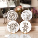 4'lü Beyaz Zemin Kara Kalem Çizimli Servis Altlığı & Supla Realhomes