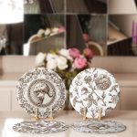 4'lü Beyaz Zemin Etnik Kara Kalem Çizimli Servis Altlığı & Supla Realhomes