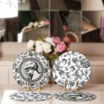 4'lü Beyaz Zemin Etnik Kara Kalem Çizimli Servis Altlığı & Supla Realhomes