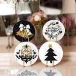 4'lü Siyah Beyaz Gold Detaylı Mery Christmas Temalı Servis Altlığı & Supla Realhomes