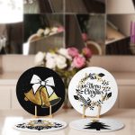 4'lü Siyah Beyaz Gold Detaylı Mery Christmas Temalı Servis Altlığı & Supla Realhomes