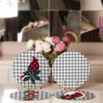 4'lü Gri Ekose Zeminli Kuş Tasarımlı Servis Altlığı & Supla Realhomes