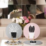 4'lü Gri & Pembe Zeminli Saksılı Kaktüs Tasarımlı Servis Altlığı & Supla Realhomes