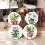 4'lü Rengarenk Sevimli Saksılar İçinde Çiçek Tasarımlı Servis Altlığı & Supla Realhomes