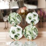 - Supla4lu-Set300-Gorsel1 - Realhomes 4'lü Yeşil Egzotik Yaprak Tasarımlı Servis Altlığı & Supla Realhomes