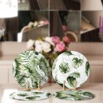 - Supla4lu-Set300-Gorsel2 - Realhomes 4'lü Yeşil Egzotik Yaprak Tasarımlı Servis Altlığı & Supla Realhomes