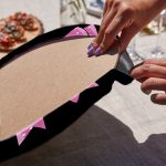 4'lü Siyah Zemin Pembe Kurdele Tasarımlı Servis Altlığı & Supla Realhomes