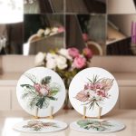 - Supla4lu-Set303-Gorsel2 - Realhomes 4'lü Egzotik Yaprak Tasarımlı Servis Altlığı & Supla Realhomes