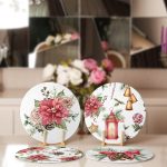 4'lü Gül & Kozalak Özel Tasarımlı Servis Altlığı & Supla Realhomes