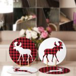 4'lü Ekose Geyik Desenli Servis Altlığı & Supla Realhomes