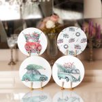 4'lü Çam Ağaçlı Araba Desenli Servis Altlığı & Supla Realhomes