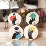 - Supla4lu-Set336-Gorsel1 - Realhomes 4'lü Çiçek Tasarımlı El Motifli Servis Altlığı & Supla Realhomes