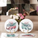 4'lü Çam Ağaçlı Araba Desenli Servis Altlığı & Supla Realhomes