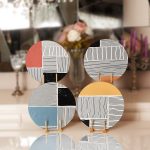 4'lü Koyu Fildişi Renkli Çizgi Tasarımlı Servis Altlığı & Supla Realhomes