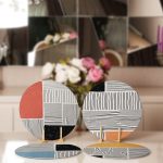 4'lü Koyu Fildişi Renkli Çizgi Tasarımlı Servis Altlığı & Supla Realhomes