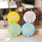 4'lü Renkli Zemin Papatya Kelebek Özel Tasarımlı Servis Altlığı & Supla Realhomes