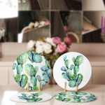 4'lü Beyaz Zemin Kaktüs Tasarımlı Servis Altlığı & Supla Realhomes