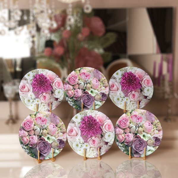 - Supla6li-Set1-Gorsel1 - Realhomes  Realhomes Beyaz Zeminli Yeşil Yapraklı Ortanca Çiçek Dijital Baskılı Özel Tasarım Püsküllü Şönil Üçgen Runner Realhomes