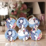 6'lı Mavi Zeminli Japon Kadın Figürlü Servis Altlığı & Supla Realhomes