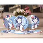 6'lı Mavi Zeminli Japon Kadın Figürlü Servis Altlığı & Supla Realhomes