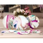 - Supla6li-Set111-Gorsel2 - Realhomes  6'lı Renkli Mermer Motifli Servis Altlığı & Supla Realhomes