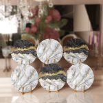 - Supla6li-Set117-Gorsel1 - Realhomes 6'lı Gri & Siyah Mermer Motifli Servis Altlığı & Supla Realhomes