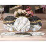 - Supla6li-Set117-Gorsel2 - Realhomes 6'lı Gri & Siyah Mermer Motifli Servis Altlığı & Supla Realhomes