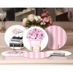 - Supla6li-Set119-Gorsel2 - Realhomes 6'lı Özel Tasarım Pembe Renk Detaylı Servis Altlığı & Supla Realhomes