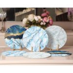 6'lı Mavi Temalı Mermer Tasarımlı Servis Altlığı & Supla Realhomes