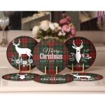 - Supla6li-Set129-Gorsel2 - Realhomes 6'lı Ekose Mery Christmas Tasarımlı Servis Altlığı & Supla Realhomes