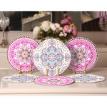 - Supla6li-Set140-Gorsel2 - Realhomes 6'lı Krem & Pembe Mandala Özel Tasarımlı Servis Altlığı & Supla Realhomes