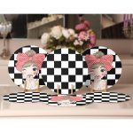 - Supla6li-Set146-Gorsel2 - Realhomes 6'lı Kareli Dama Zeminli Öpücük Atan Kız Tasarımlı Servis Altlığı & Supla Realhomes