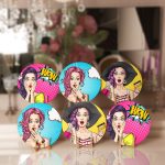- Supla6li-Set151-Gorsel1 - Realhomes 6'lı Pop-Art Women Girl Özel Tasarımlı Servis Altlığı & Supla Realhomes