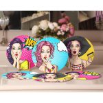 - Supla6li-Set151-Gorsel2 - Realhomes 6'lı Pop-Art Women Girl Özel Tasarımlı Servis Altlığı & Supla Realhomes
