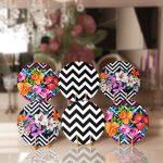 - Supla6li-Set154-Gorsel1 - Realhomes 6'lı Siyah Beyaz Zemin Üzerinde Gül Tasarımlı Servis Altlığı & Supla Realhomes