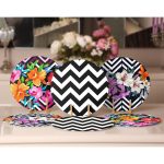 - Supla6li-Set154-Gorsel2 - Realhomes 6'lı Siyah Beyaz Zemin Üzerinde Gül Tasarımlı Servis Altlığı & Supla Realhomes