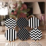 - Supla6li-Set155-Gorsel1 - Realhomes 6'lı Siyah Beyaz Geometrik Çizim Temalı Servis Altlığı & Supla Realhomes