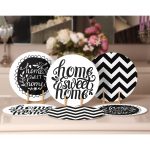 - Supla6li-Set16-Gorsel2 - Realhomes 6'lı Siyah Beyaz Home Sweet Home Özel Tasarım Servis Altlığı & Supla Realhomes