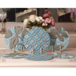 - Supla6li-Set165-Gorsel2 - Realhomes 6'lı Kabartma Görünümlü Mavi Temalı Servis Altlığı & Supla Realhomes