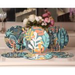 - Supla6li-Set167-Gorsel2 - Realhomes 6'lı Renkli Tropik Yaprak Motifli Servis Altlığı & Supla Realhomes