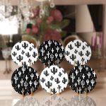 6'lı Siyah Beyaz Kaktüs Tasarımlı Servis Altlığı & Supla Realhomes