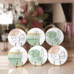 6'lı Pastel Renkli Zeminli Onedraw Çizimli Servis Altlığı & Supla Realhomes