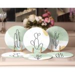 - Supla6li-Set193-Gorsel2 - Realhomes 6'lı Soyut Renkli Kaktüs Desenli Servis Altlığı & Supla Realhomes