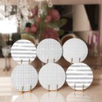 6'lı Gri Geometrik Çizimli Özel Tasarımlı Servis Altlığı & Supla Realhomes