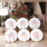 6'lı Beyaz Pembe Onedraw Kadın Figürlü Servis Altlığı & Supla Realhomes