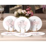 6'lı Beyaz Pembe Onedraw Kadın Figürlü Servis Altlığı & Supla Realhomes